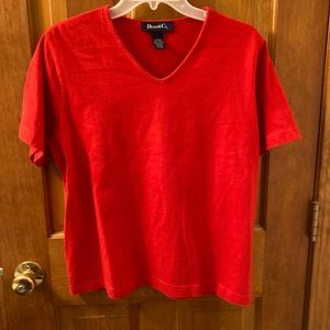 Short sleeve large red denim and co top